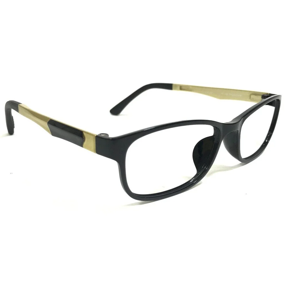 Oxygen Eyeglasses Frames 6011 Black/Gold Ultem Matte Rectangular 51-16-140